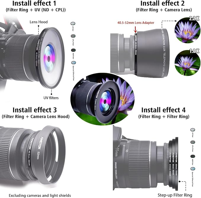 40.5mm Lens to 52mm Camera Lens Adapter, 40.5mm to 52mm Filter Step up Ring - Image 6
