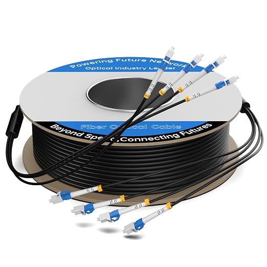 50M/165FT Outdoor Armored LC to LC Fiber Optic Cable, 4 Core OS2 Single Mode by Unknown