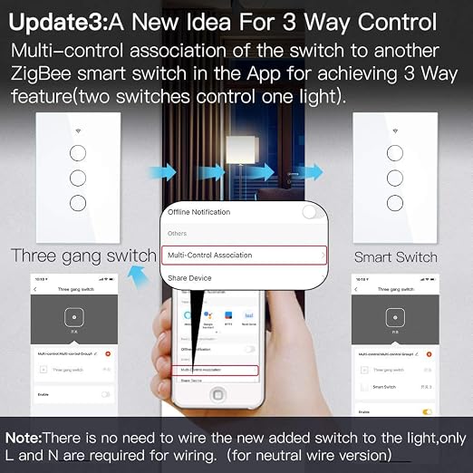 MOES ZigBee Smart Touch Wall Light Switch, Requires Tuya ZigBee Hub, No Neutral - Image 4