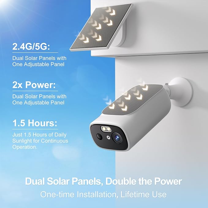 2K Solar Camera Outdoor Wireless-5/2.4Ghz WiFi Cameras - Image 2