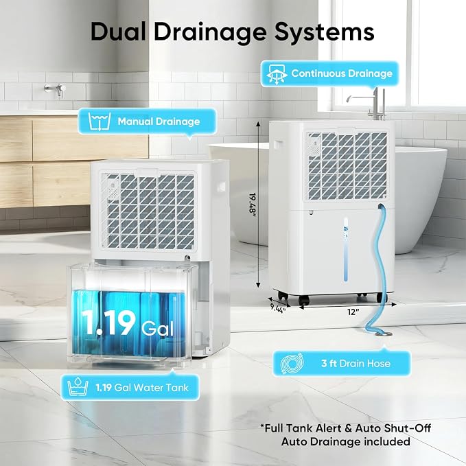 HUMILABS 52 Pints Dehumidifier for Home, 4500 Sq. Ft Dehumidifier for Basement - Image 5