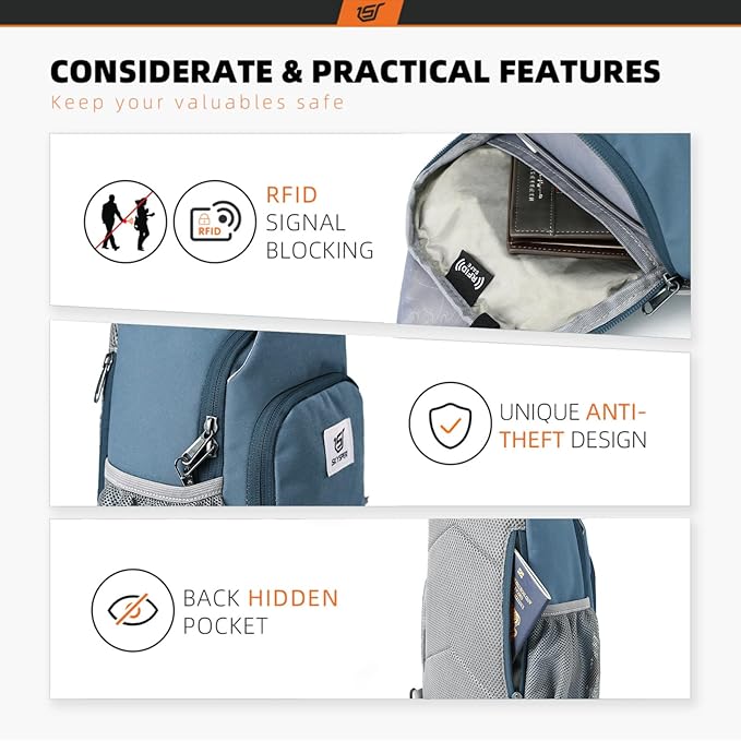 SKYSPER Sling Bag RFID Crossbody Sling Backpack Cross Body Shoulder Bag Travel - Image 3