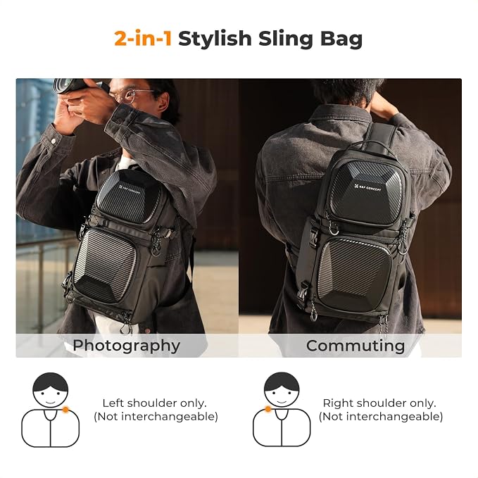 K&F CONCEPT Camera Sling Bag Crossbody Bag Hardshell Camera Shoulder Backpack - Image 2