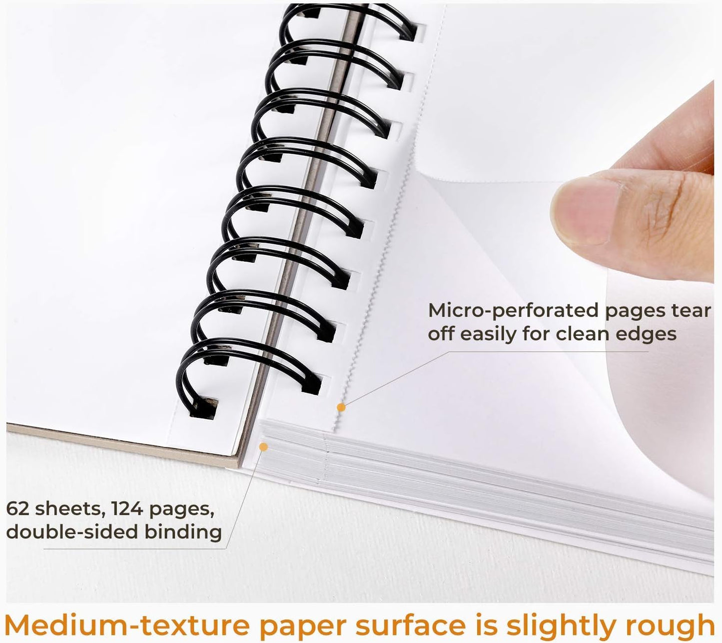 Ohuhu Mix Media Pad, 10"x7.6" Mixed Media Art Sketchbook, 120 lb/200 gsm Heavyweight Papers, 62 Sheets/124 Pages, Spiral Bound Mixed Media Paper Pad for Acrylic, Painting Christmas Gift