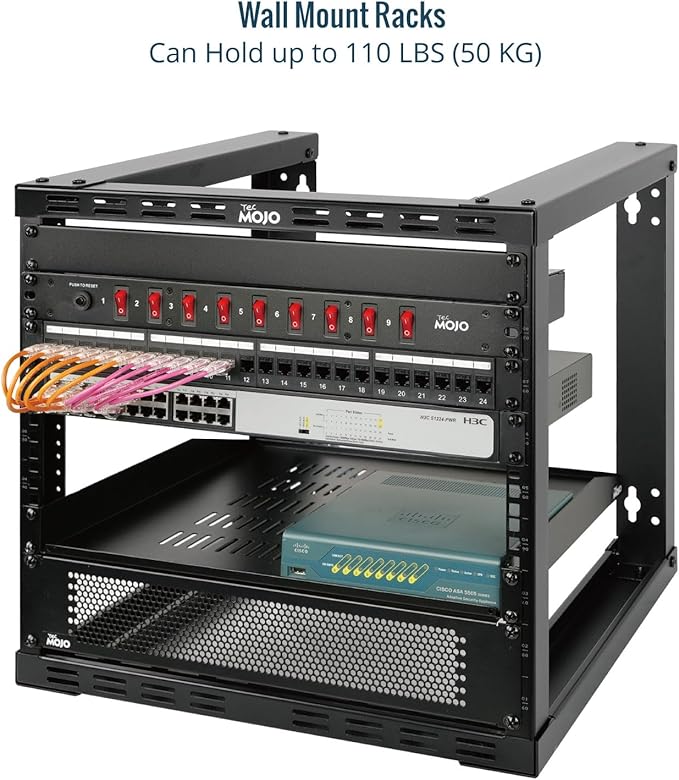 Tecmojo 9U Fixed Wall Mount Network Rack 15.8inch Depth Open Frame - Image 3
