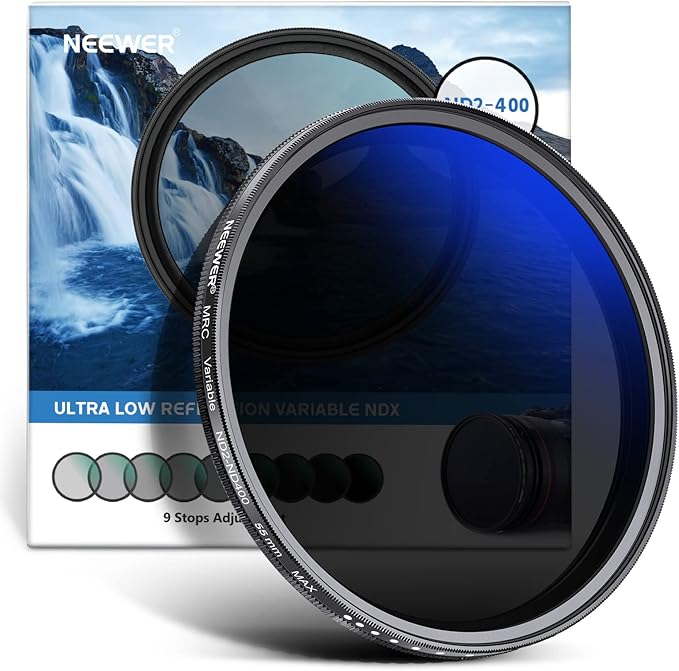 NEEWER 55mm Variable ND Filter ND2-ND400, Neutral Density Filter, Water and by Neewer