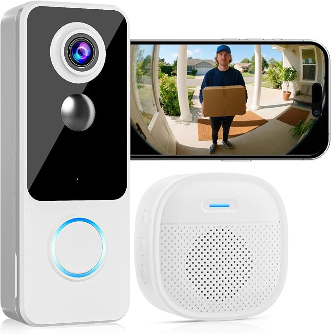 Doorbell Camera Wireless, 2K FHD Head-to-Toe Video, no Subscription, Two-Way by KAMEP