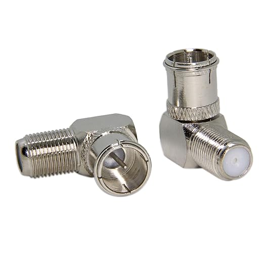Coax Quick Connect, 2 Pack Right Angle F Male to Female Push On Adapter by Ullnosoo