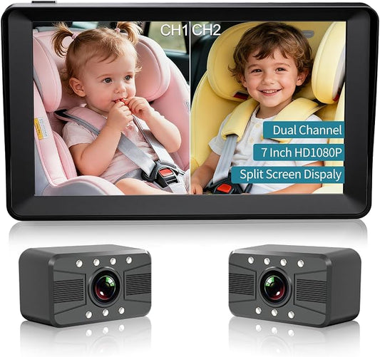 Dual Baby Car Camera, Rear Facing Car Seat Camera by HUBOOK