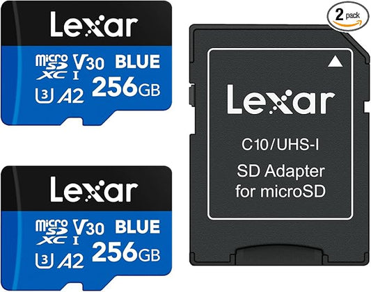 Lexar 256GB 2 Pack Blue Micro SD Card Up to 160MB/s, microSDXC UHS-I Memory Card by Lexar