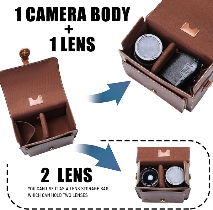 Cwatcun Camera Shoulder Bag Compact Camera Case Waterproof Retro Compatible - Image 2