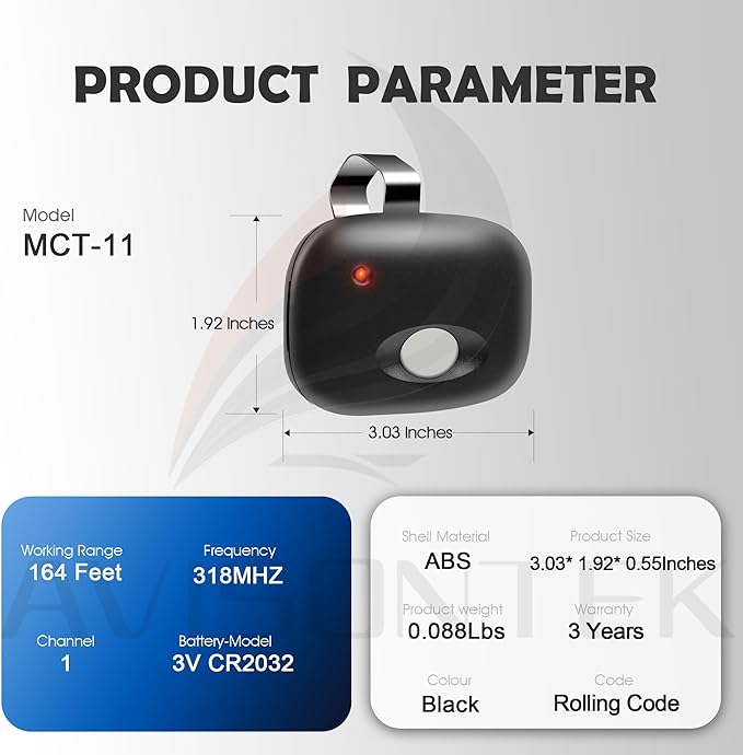 Avisontek 2-Pack for Linear MCT-11 Garage Door Opener Remote Megacode, LD033 - Image 7