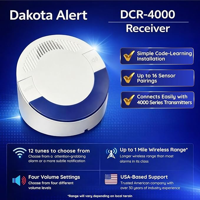 Dakota Alert DCR-4000 Wireless Receiver Bonus Kit – 1 Mile Long Range Driveway - Image 3