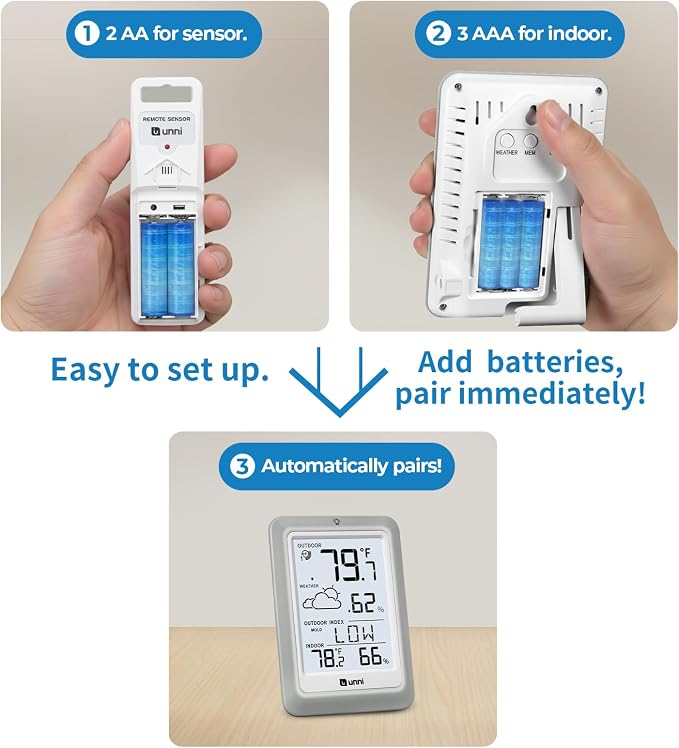 Indoor Outdoor Thermometer Hygrometer Wireless Weather Station, Temperature - Image 6