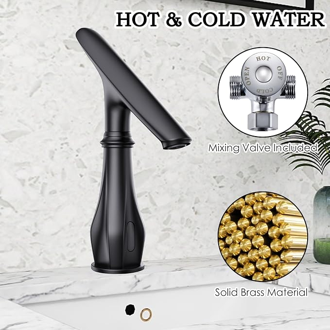 Touchless Bathroom Faucet, Matte Black Smart Motion Sensor Bathroom Sink - Image 4