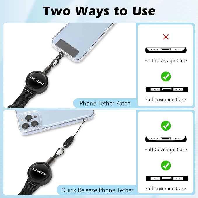 MoKo Anti-theft Phone Tether, Phone Lanyard Retractable Steel Line Cellphone - Image 6