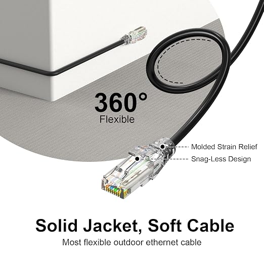 Jadaol Cat6a Ethernet Cable 10 ft 10 Pack, Slim 10G 550MHz 28AWG Patch Cable - Image 6