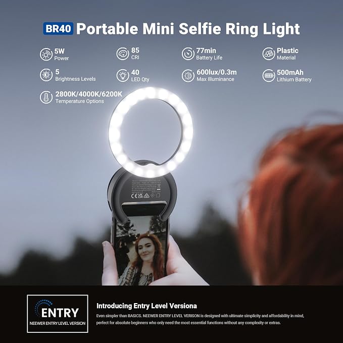 NEEWER Entry Level Version 4" Phone Selfie Ring Light Compatible - Image 2
