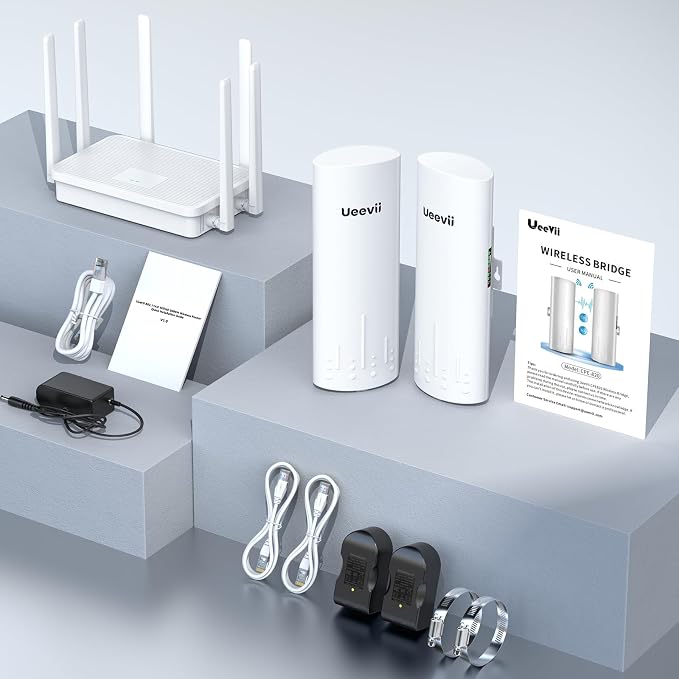 UeeVii CPE450 Wireless Bridge and WR3000K WiFi Router Kit, 5.8G 3KM Point to - Image 12