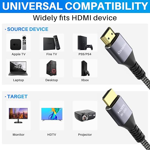 8K HDMI 2.1 Cable 16.5FT/5M, Real Certified 48Gbps Ultra High Speed HDMI® Cable - Image 6