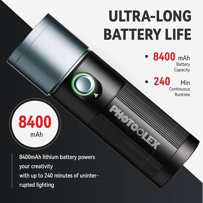 PHOTOOLEX RGB Photography Flashlight, 10W Portable Fill Light, 8400mAh/4 - Image 2