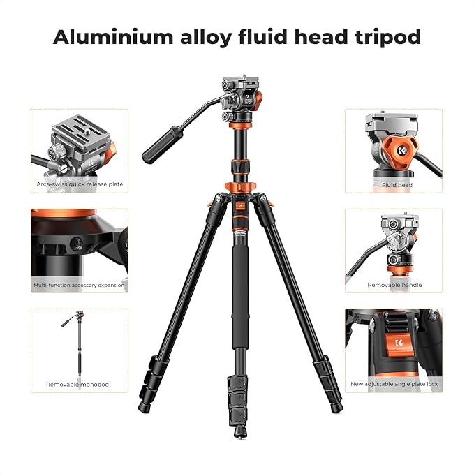 K&F CONCEPT 83" Camera Video Tripod - Image 4
