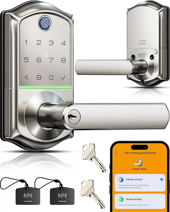 Veise VE019 Fingerprint Smart Lever Lock, App Control, Keyless Entry Door Lock by Veise