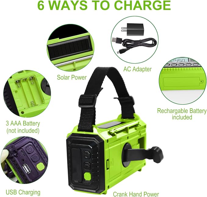 Raynic Emergency Weather Radio, 5000mAh/18500mWh Weather Radio, Portable Solar - Image 4