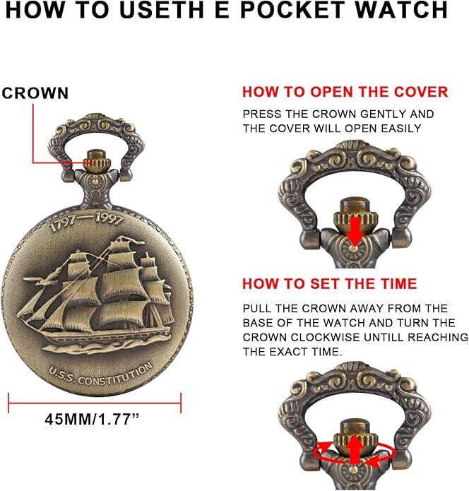 Men's Pocket Watch, Arabic Digital Dial Pocket Watches - Image 7