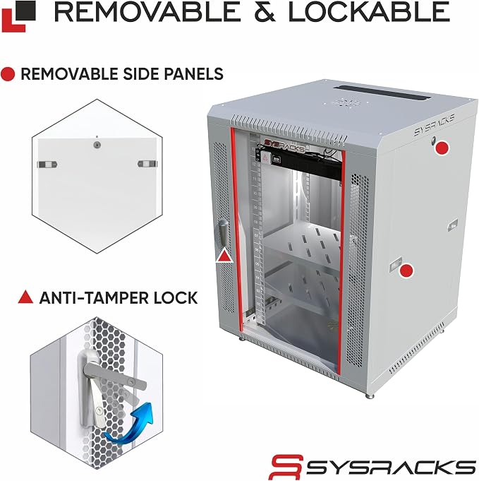 15U Wall Mount Server Rack Cabinet, 19 Inch Network and AV Enclosure, 24 Inch - Image 5