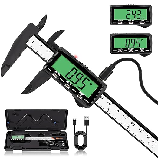 HARDELL Rechargeable Digital Caliper 6", Plastic Calipers by HARDELL