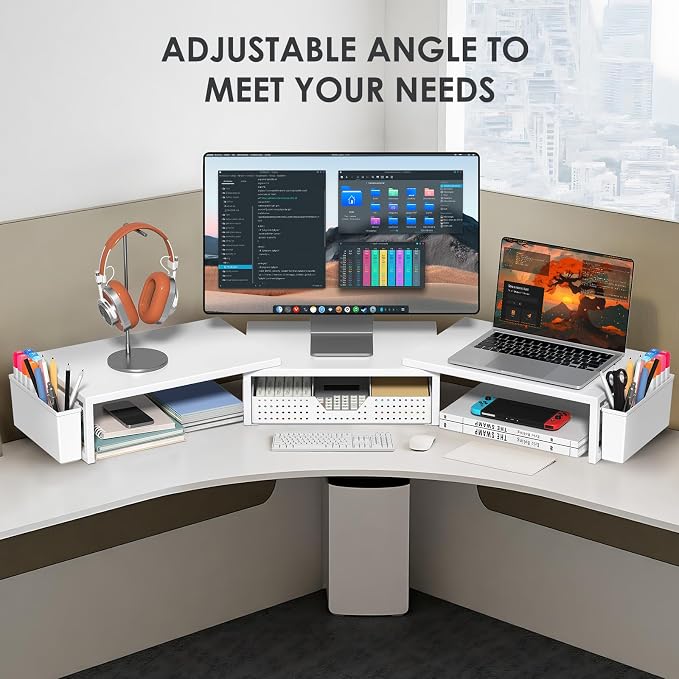 OPNICE Desk Organizers and Accessories, Dual Monitor Stand Riser - Image 6