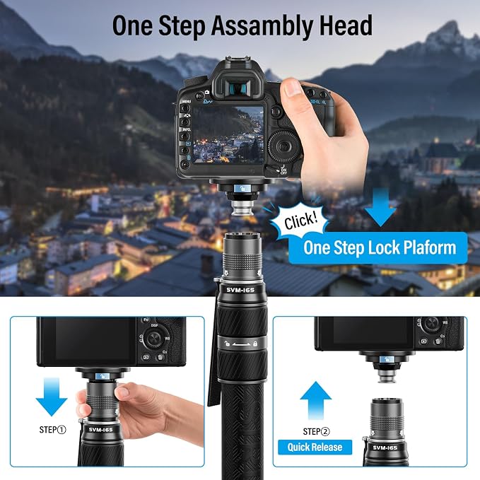 SIRUI SVM-165 Rapid Monopod for Cameras, 65” Carbon Fiber Monopod - Image 3