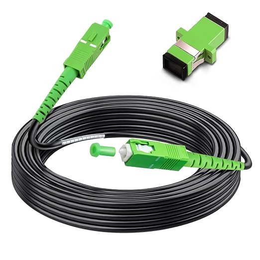 20 Meters SC/APC to SC/APC Fiber Optic Internet Cable, Armored Single Mode by Bangun