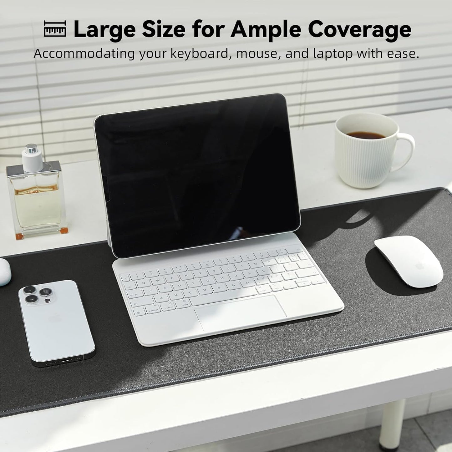 Waterproof Large Gaming Mouse Pad with Durable Stitched Edges, Non-Slip Rubber Base, Smooth Surface Mouse Mat Desk Pad for Home Office Gaming, 31.5"x11.8"x0.12", Dark Gray