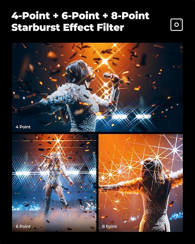 K&F CONCEPT 55mm Star Filters Kit 4 Points 6 Points 8 Points Cross Screen - Image 5