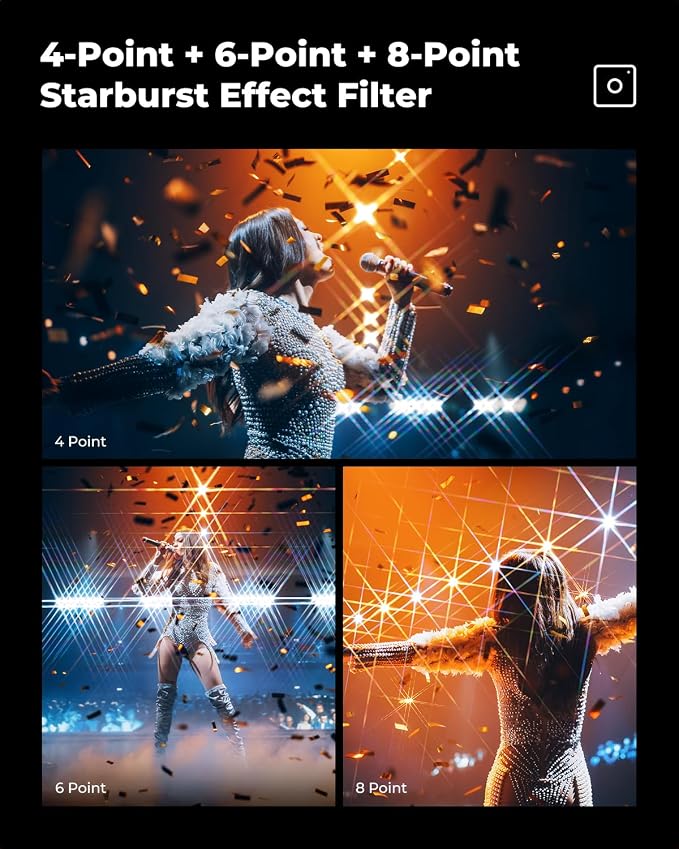 K&F CONCEPT 72mm Star Filters Kit 4 Points 6 Points 8 Points Cross Screen - Image 5