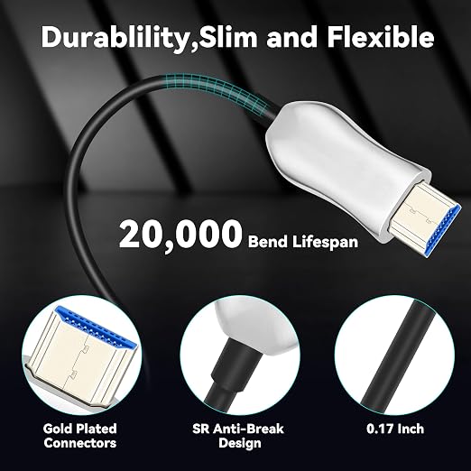8K Fiber Optic HDMI 2.1 Cable 66ft, Long Active HDMI Cable, High Speed Fiber - Image 8