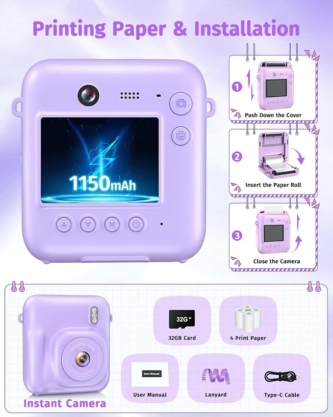 Instant Camera, Dual-Lens Kids Camera Instant Print - Image 8