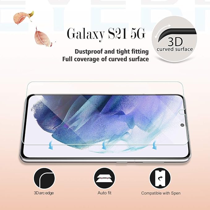 Galaxy S21 HD Clear Tempered Glass Screen Protector + Camera Lens Protectors - Image 3