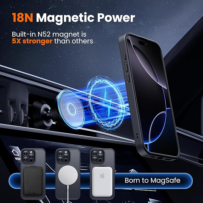 toushion Phone Case for iPhone 16 pro max Matte Black | 3 in 1, - Image 3