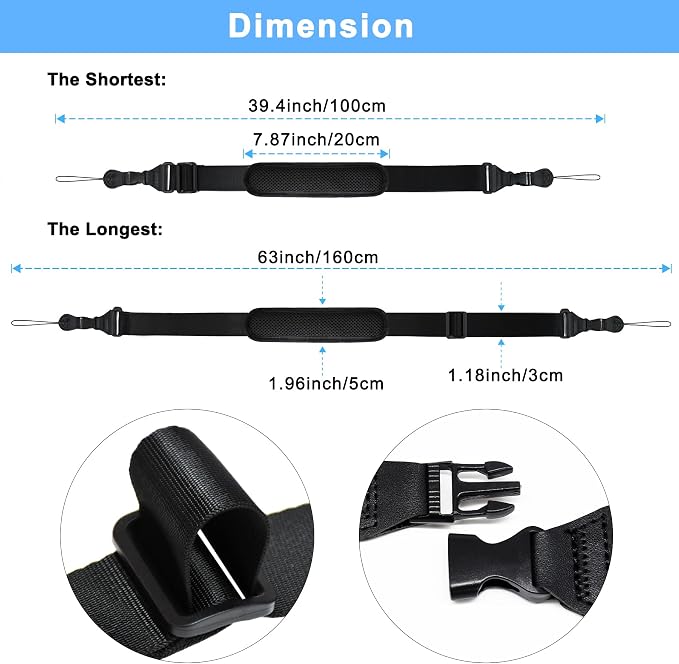 TIMISM Shoulder Strap with Pad, 2 Sets of Quick Release Buckles, Adjustable - Image 2