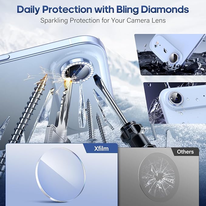 for iPhone 17 Air Camera Lens Protector Bling, Individual Diamond Metal Ring - Image 3