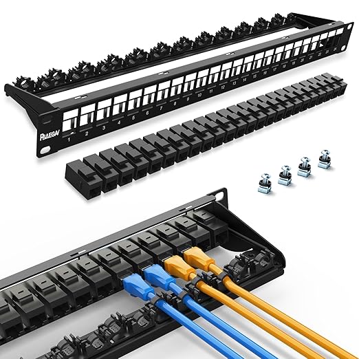 Patch Panel 24 Port with 24 Pcs Cat6 Keystone Jack【EC Listed】 UTP 10G Support by PBAEGAV