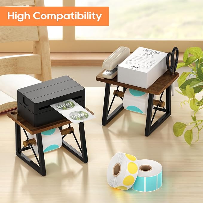 Label Holder for Rolls and Fan-fold Labels, Wooden Label Holder for Desktop - Image 8