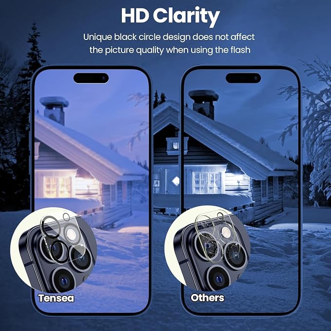 Tensea [3Pcs for iPhone 13 Pro / 13 Pro Max Camera Screen Protector, Tempered - Image 6