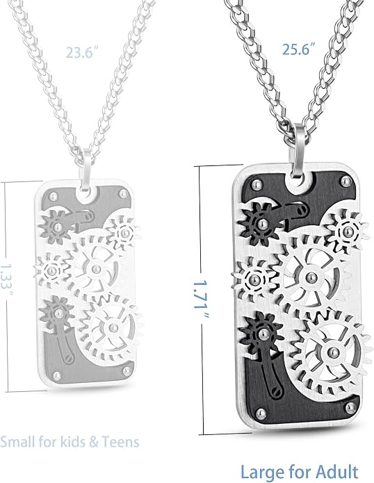 Stainless Steel Mechanical Rotatable Gear Pendant Necklace - Image 5