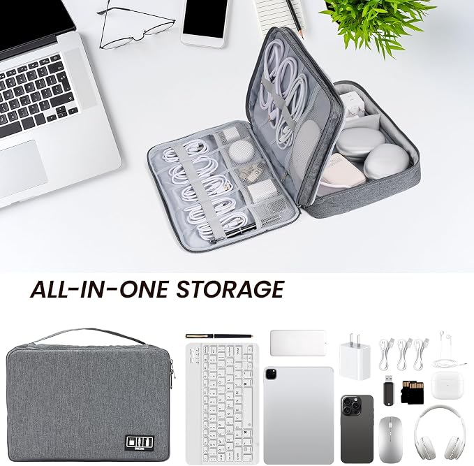 Large Electronic Organizer Travel Case, Double Layer Tech Accessories Bag - Image 6