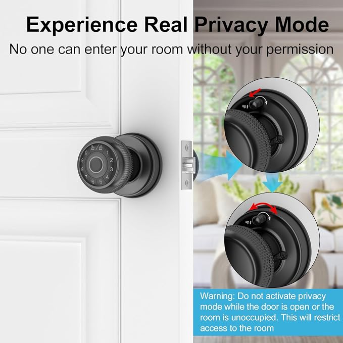 BIWIBON 4-in-1 Smart Door Knob, Fingerprint Door Knob - Image 4