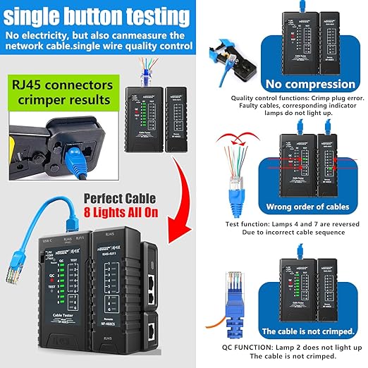 NOYAFA Network Cable Tester for RJ45, RJ12 /Cat5, Phone Line Cat3, Ethernet - Image 4